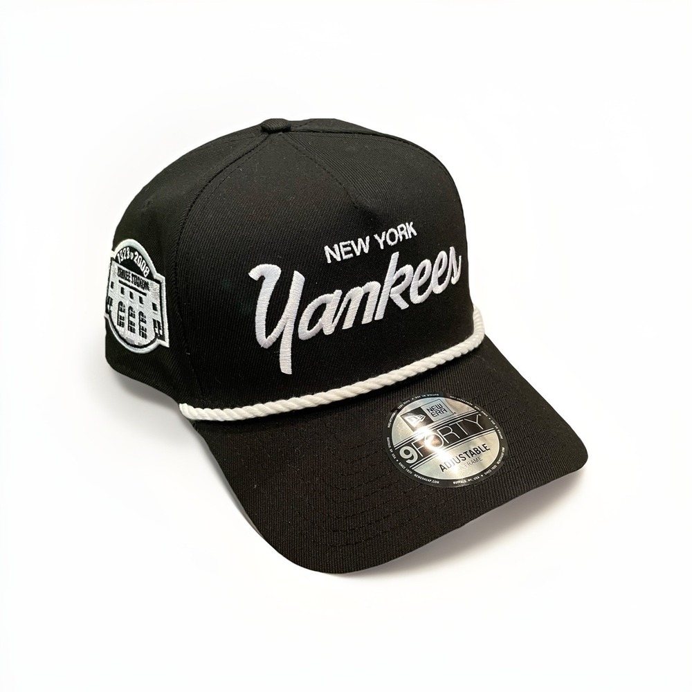 New Era New‎ York Yankees 9Forty Word Mark A-FRAME Rope Hat Black Adjustable Cap